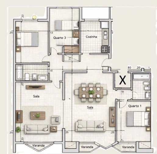 Apartamento T3 para Venda em Costa da Caparica Planta 1