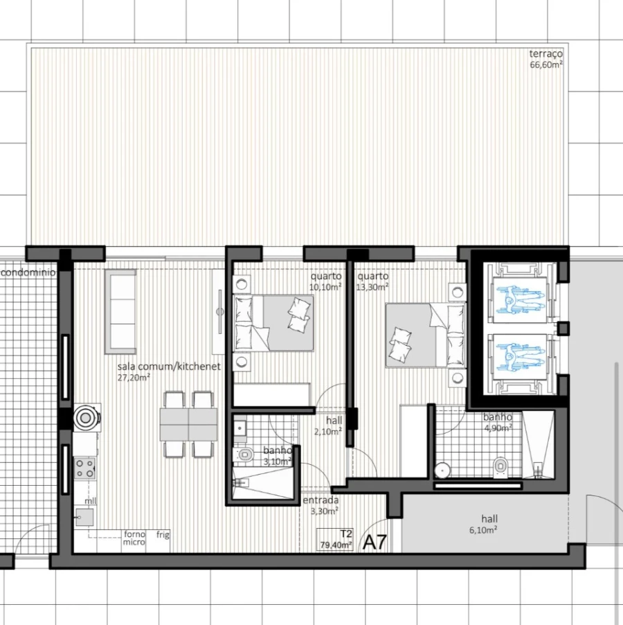 Apartamento T2 para Venda em Paranhos Planta 1