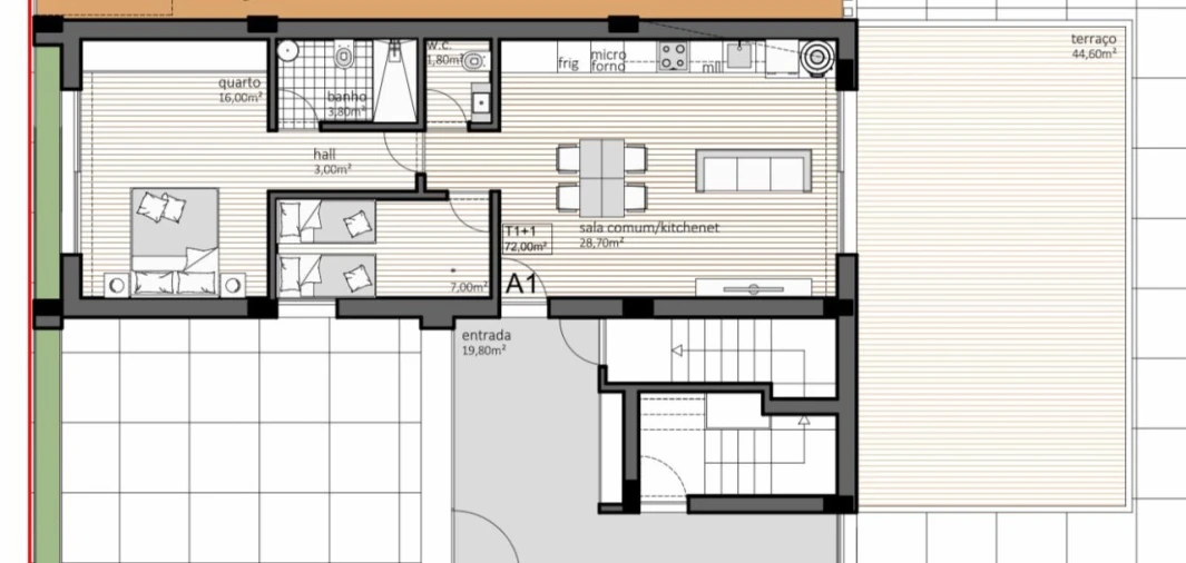 Apartamento T1 para Venda em Paranhos Planta 1