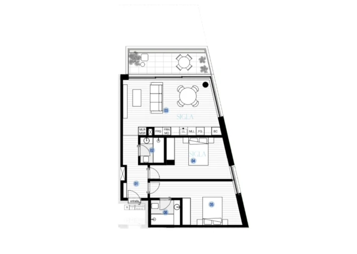 Apartamento T2 para Venda em Canidelo Planta 1