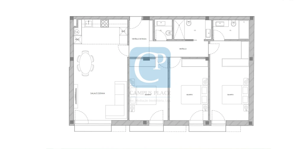 Apartamento T3 para Venda em Bonfim Planta 1