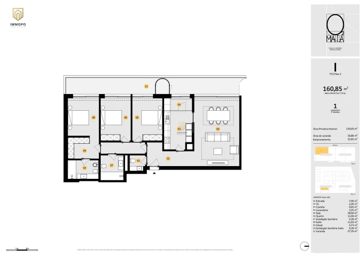 Apartamento T3 para Venda em Cidade da Maia Planta 1