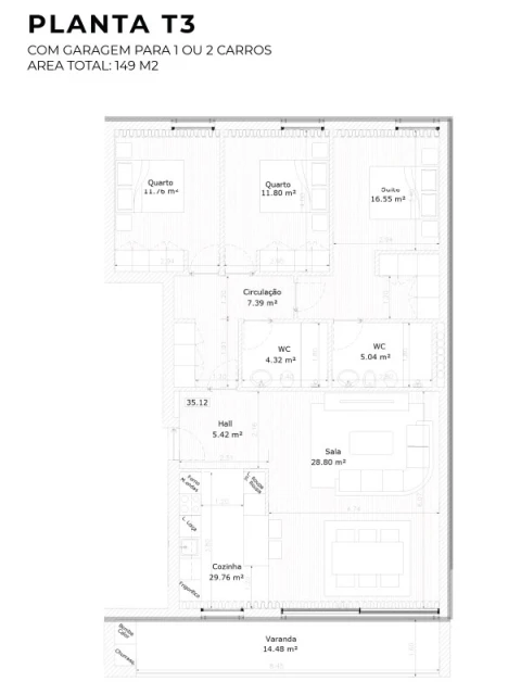 Apartamento T3 para Venda em São João Baptista