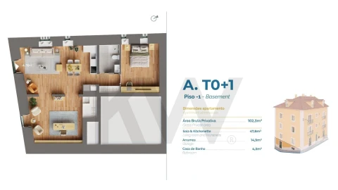 Apartamento T1 para Venda em São Vicente