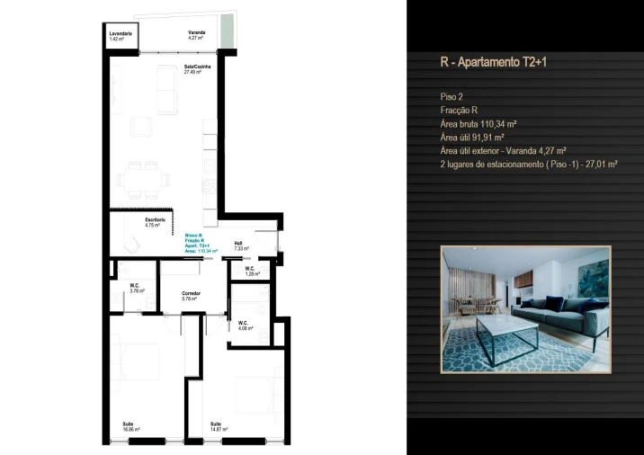 Apartamento T2 para Venda em Esgueira Planta 1