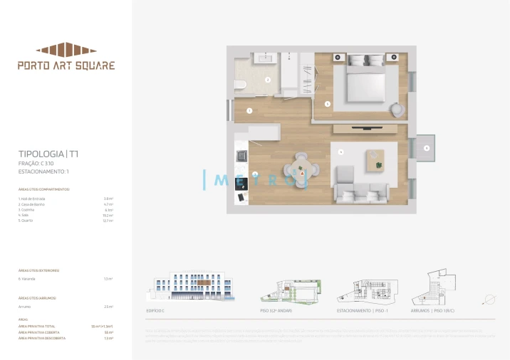 Apartamento T1 para Venda em Cedofeita, Santo Ildefonso, Sé, Miragaia, São Nicolau e Vitória Planta 1