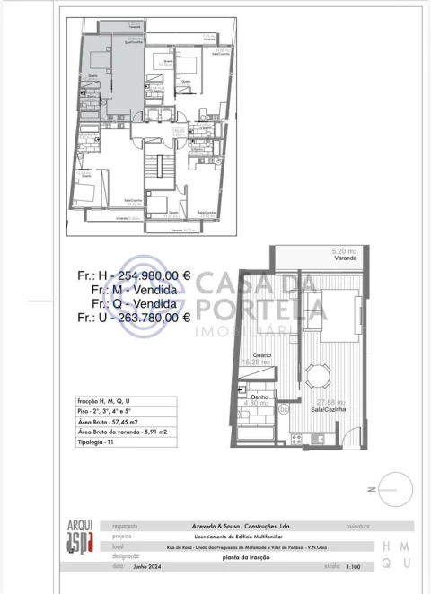 Apartamento T1 para Venda em Mafamude e Vilar do Paraíso