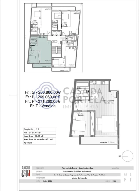 Apartamento T1 para Venda em Mafamude e Vilar do Paraíso