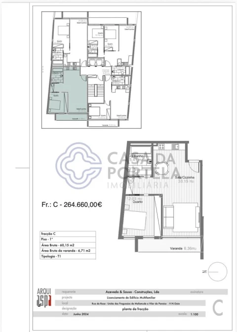 Apartamento T1 para Venda em Mafamude e Vilar do Paraíso