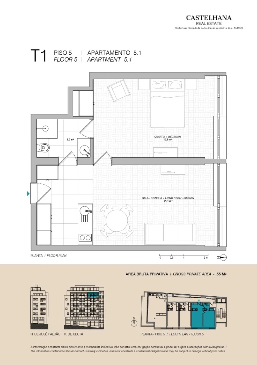 Apartamento T1 para Venda em Cedofeita, Santo Ildefonso, Sé, Miragaia, São Nicolau e Vitória Planta 1