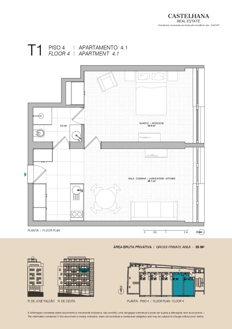 Apartamento T1 para Venda em Cedofeita, Santo Ildefonso, Sé, Miragaia, São Nicolau e Vitória Planta 1