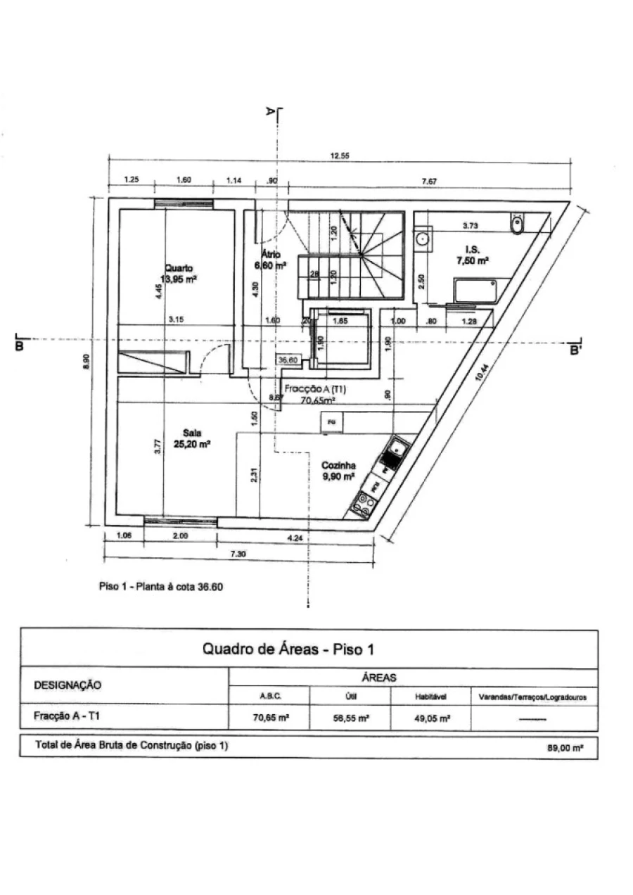 Apartamento T1 para Venda em Nazare Planta 1