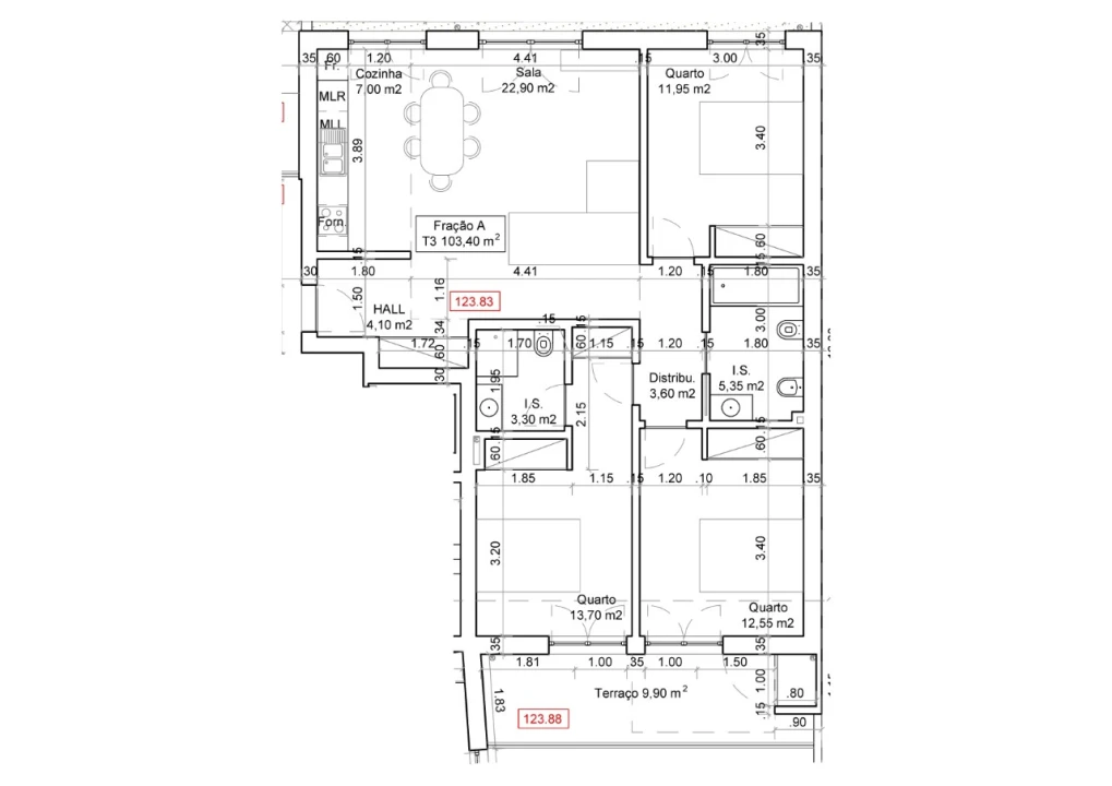 Apartamento T3 para Venda em Nazare Planta 2