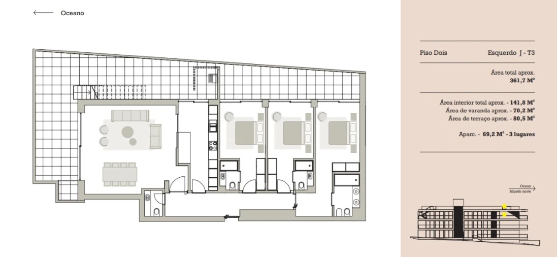 Apartamento T3 para Venda em Canidelo Planta 1