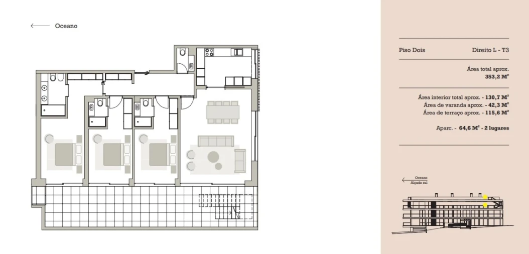 Apartamento T3 para Venda em Canidelo Planta 1