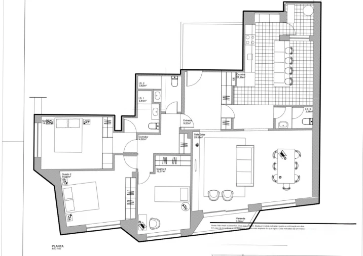 Apartamento T3 para Venda em Aldoar, Foz do Douro e Nevogilde Planta 1