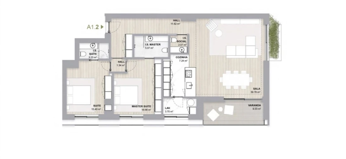 Apartamento T2 para Venda em Aldoar, Foz do Douro e Nevogilde Planta 1