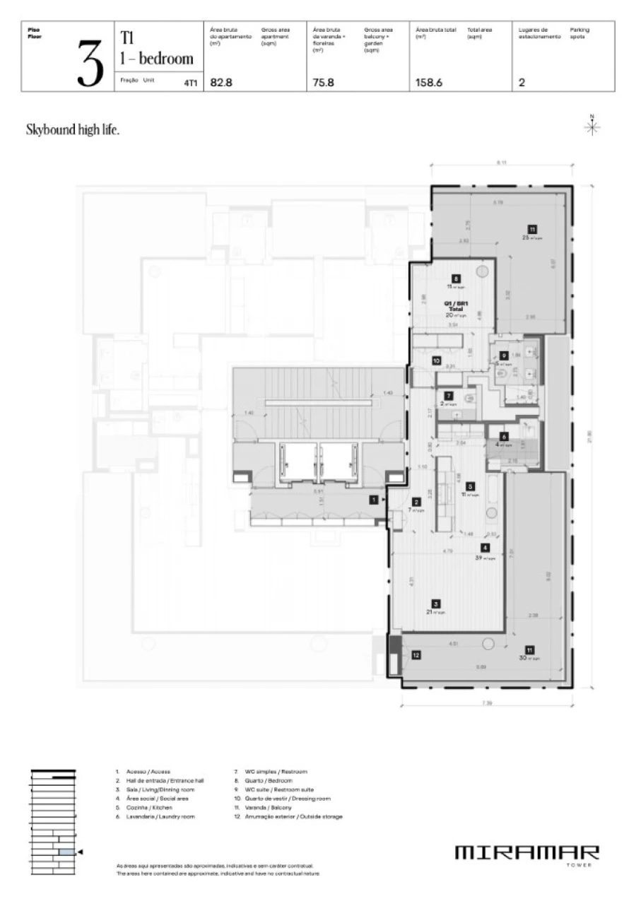Apartamento T1 para Venda em Aldoar, Foz do Douro e Nevogilde Planta 1