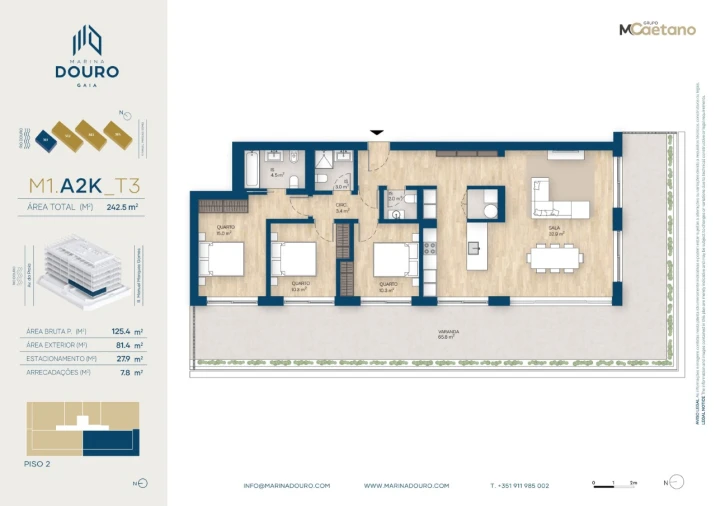Apartamento T3 para Venda em Canidelo Planta 1