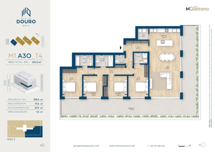 Apartamento T4 para Venda em Canidelo Planta 1