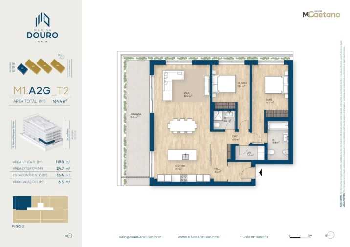 Apartamento T2 para Venda em Canidelo Planta 1