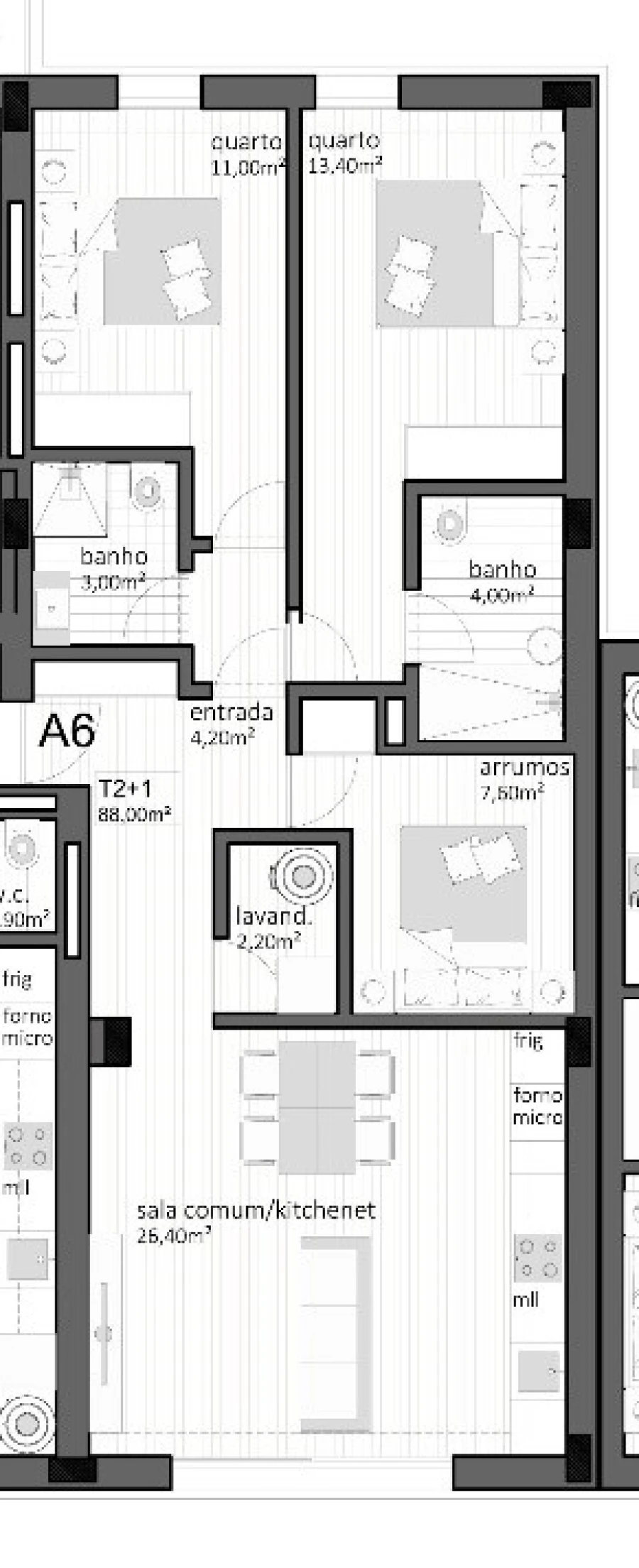 Apartamento T2 para Venda em Paranhos Planta 1