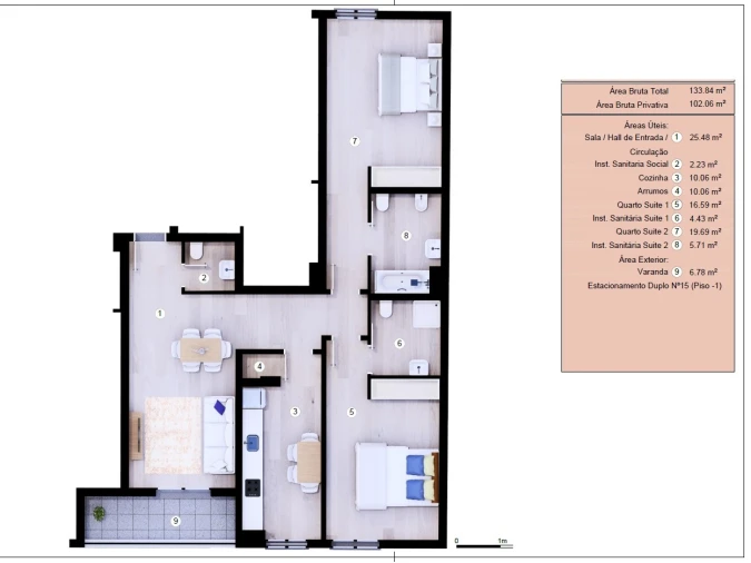 Apartamento T2 para Venda em Funchal (Se) Planta 1