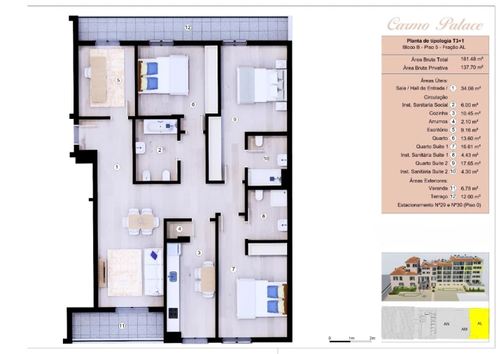 Apartamento T3 para Venda em Funchal (Se) Planta 1