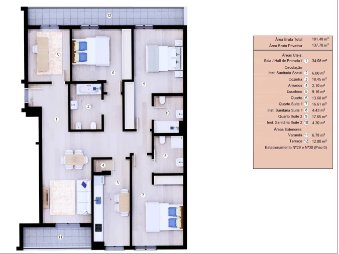 Apartamento T3 para Venda em Funchal (Se) Planta 1