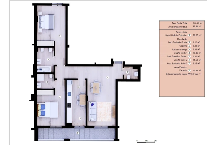Apartamento T2 para Venda em Funchal (Se) Planta 1