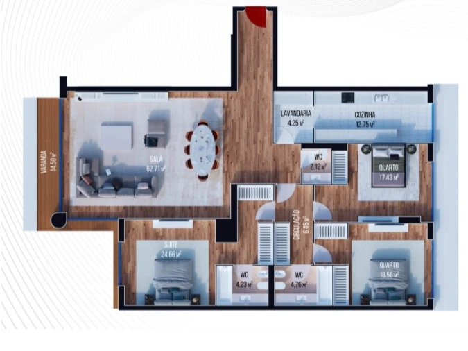 Apartamento T3 para Venda em Funchal (Se) Planta 1