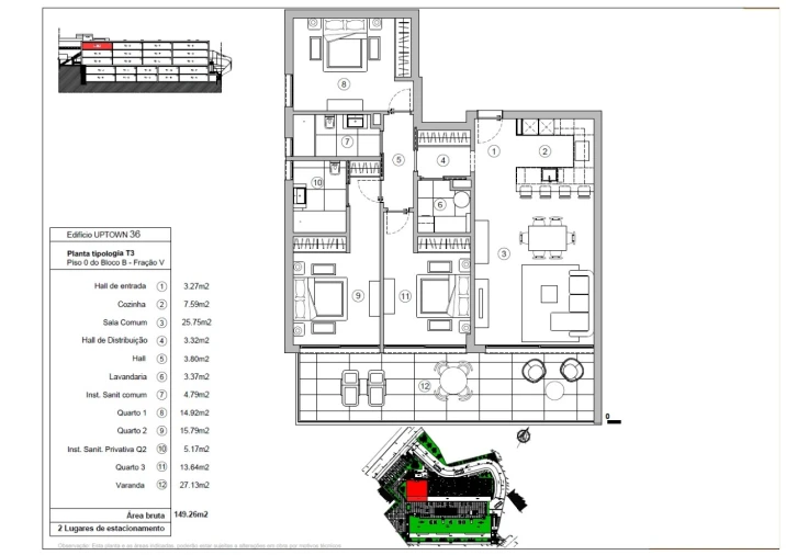 Apartamento T3 para Venda em Imaculado Coração de Maria Planta 1