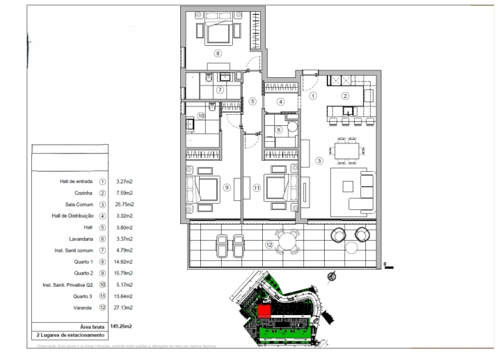 Apartamento T3 para Venda em Imaculado Coração de Maria Planta 1