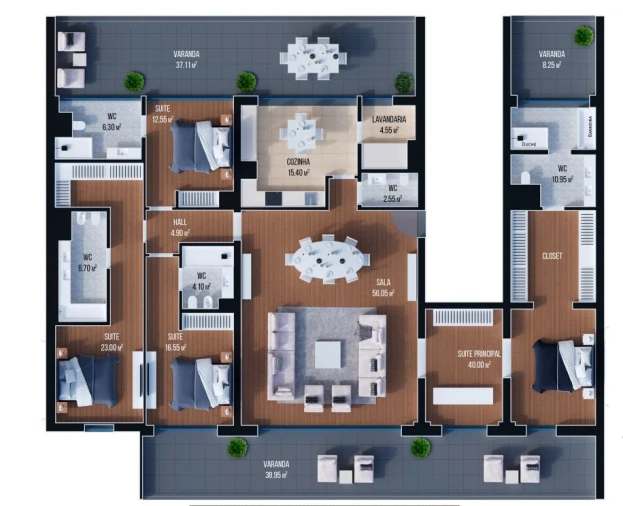 Apartamento T4 para Venda em São Martinho Planta 1