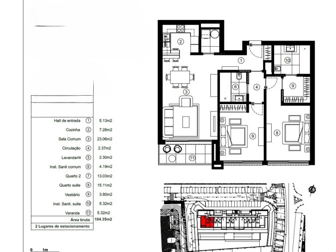 Apartamento T2 para Venda em São Martinho Planta 1