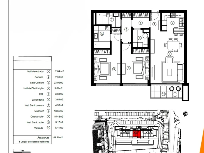 Apartamento T2 para Venda em São Martinho Planta 1
