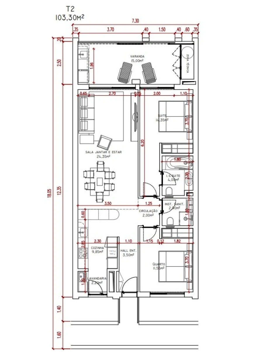 Apartamento T2 para Venda em São Martinho Planta 1