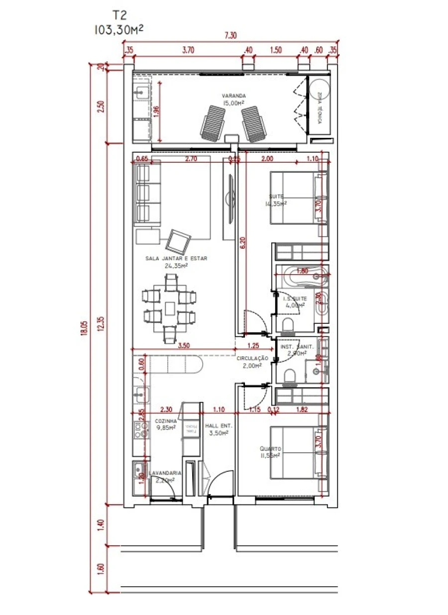 Apartamento T2 para Venda em São Martinho Planta 1