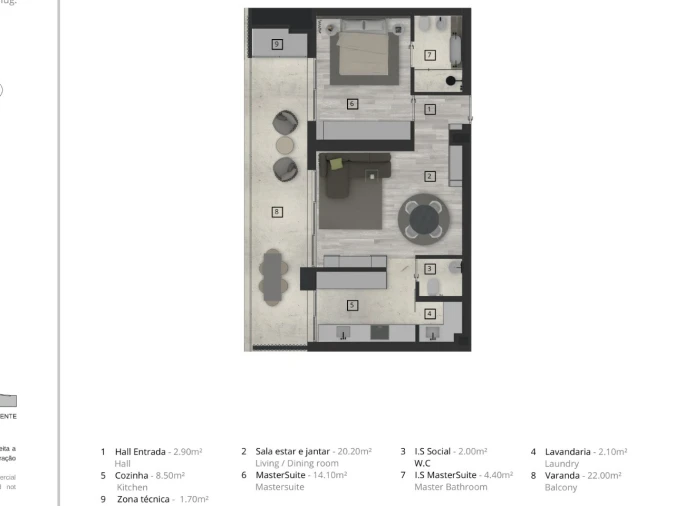 Apartamento T1 para Venda em Funchal (Santa Luzia) Planta 1