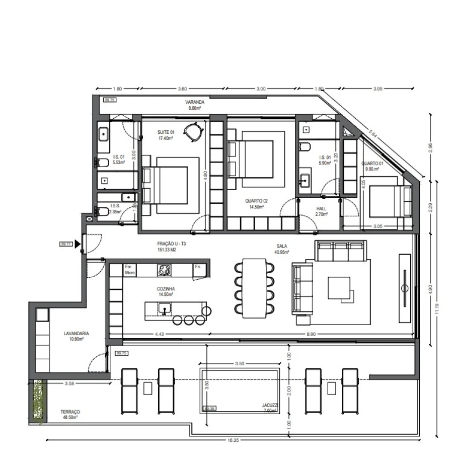Apartamento T3 para Venda em Funchal (Santa Luzia) Planta 1