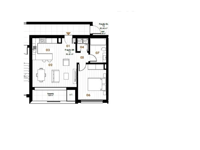 Apartamento T1 para Venda em Estreito de Camara de Lobos Planta 1