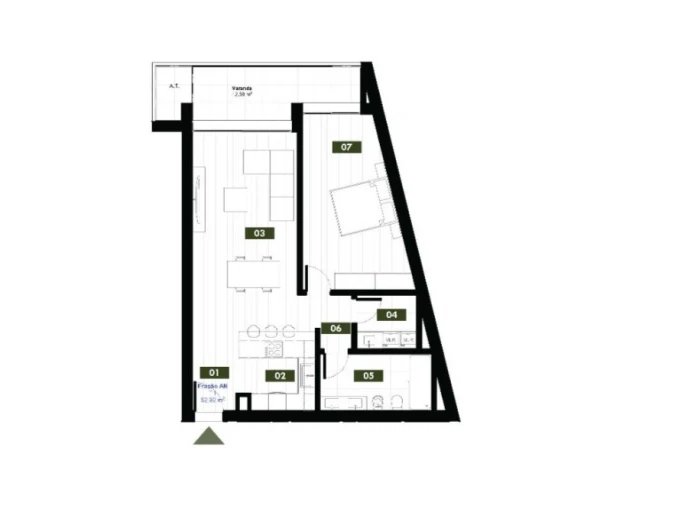 Apartamento T1 para Venda em Estreito de Camara de Lobos Planta 1
