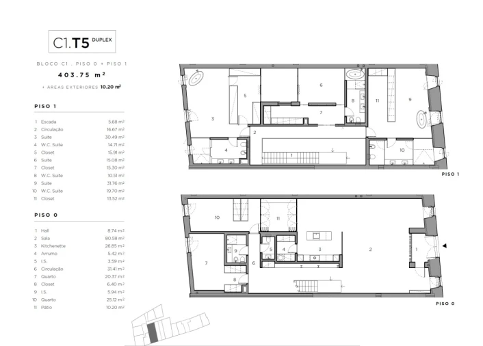 Apartamento T5 para Venda em Belém Planta 1