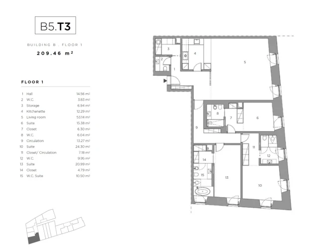 Apartamento T3 para Venda em Belém Planta 1
