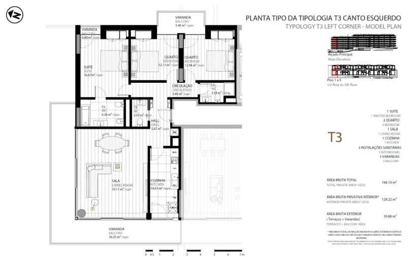 Apartamento T3 para Venda em Seixal, Arrentela e Aldeia de Paio Pires Planta 1