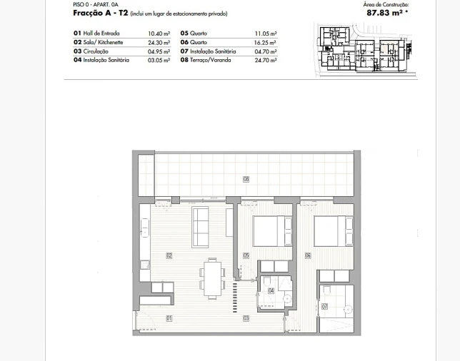 Apartamento T2 para Venda em Lagos (São Sebastião e Santa Maria) Planta 1