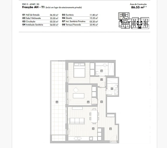 Apartamento T2 para Venda em Lagos (São Sebastião e Santa Maria) Planta 1