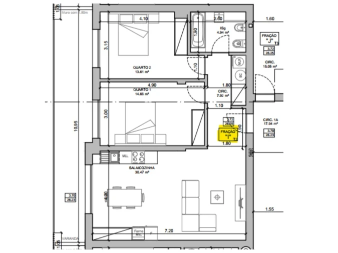 Apartamento T2 para Venda em Ferrel Planta 1