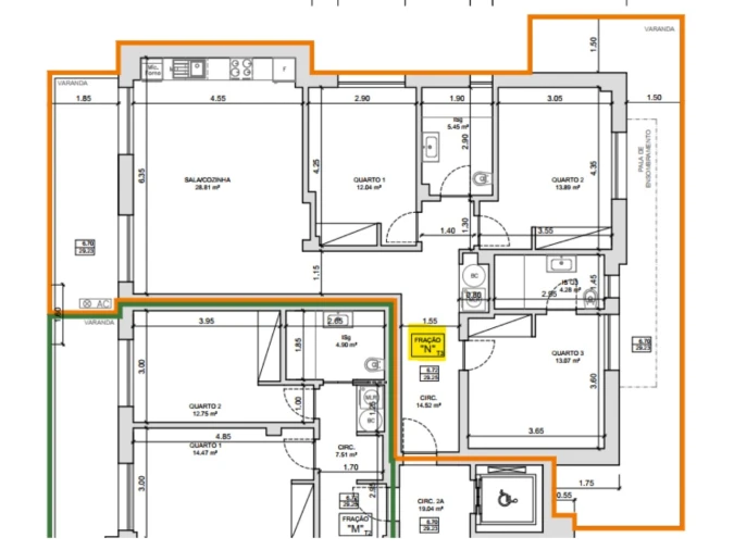 Apartamento T3 para Venda em Ferrel Planta 1