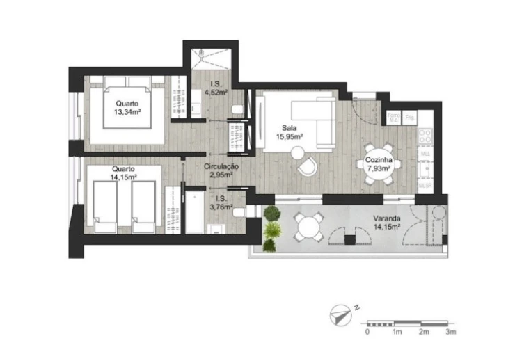 Apartamento T2 para Venda em Almancil Planta 1